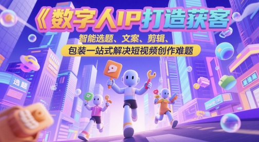 数字人IP打造获客变现实操课，智能选题、文案、剪辑、包装一站式解决短视频创作-AI创作学习-提示词应用-短视频玩法智汇云