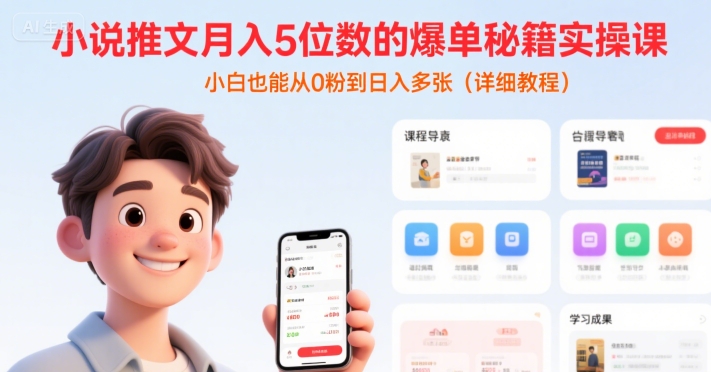 小说推文：月入5位数的【爆单秘籍实操课】(一个半小时直播详细教程)-AI创作学习-提示词应用-短视频玩法智汇云