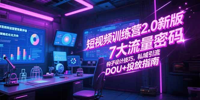 短视频训练营2.0：7大流量密码+钩子设计技巧+私域引流+DOU+投放指南-AI创作学习-提示词应用-短视频玩法智汇云