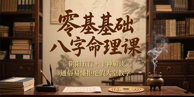 零基础八字命理课，阴阳五行+十神解读，通俗易懂拒绝假大空教学-AI创作学习-提示词应用-短视频玩法智汇云
