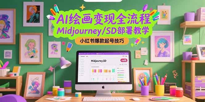 AI绘画变现全流程，Midjourney/SD部署教学，小红书爆款起号技巧-AI创作学习-提示词应用-短视频玩法智汇云