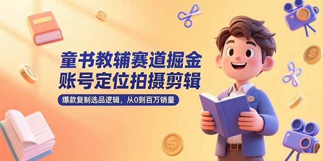 童书教辅赛道掘金，账号定位拍摄剪辑，爆款复制选品逻辑，从0到百万销量-AI创作学习-提示词应用-短视频玩法智汇云