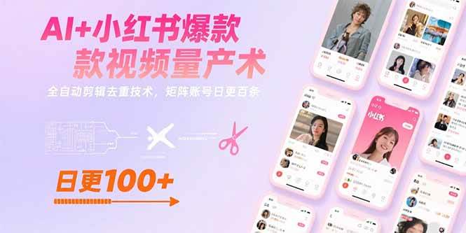 AI+小红书爆款视频量产术：全自动剪辑去重技术，矩阵账号日更百条-AI创作学习-提示词应用-短视频玩法智汇云