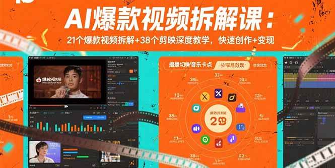 AI爆款视频拆解课：21个爆款视频拆解+38个剪映深度教学，快速创作+变现-AI创作学习-提示词应用-短视频玩法智汇云