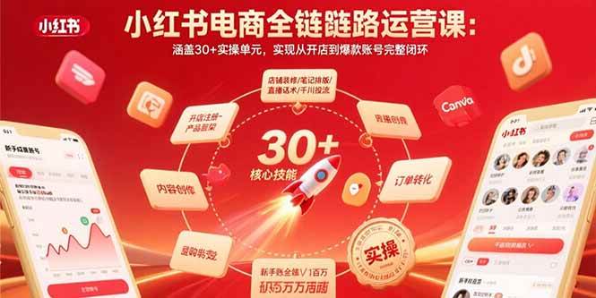小红书电商全链路运营课：涵盖30+实操单元，实现从开店到爆款账号完整闭环-AI创作学习-提示词应用-短视频玩法智汇云