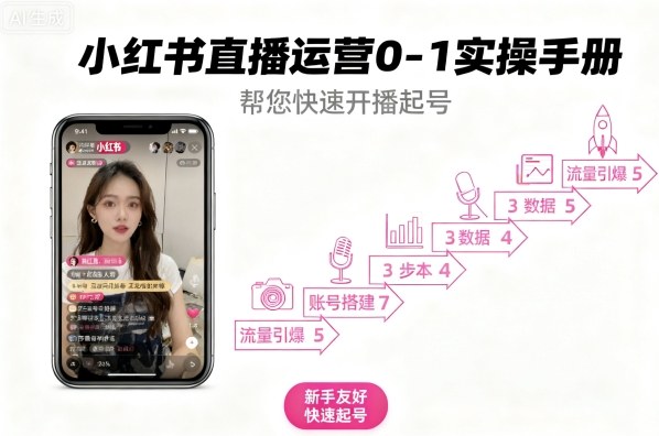 小红书直播运营0-1实操手册,帮您快速开播起号-AI创作学习-提示词应用-短视频玩法智汇云